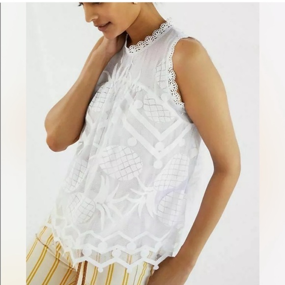 Maeve Tops - Maeve Anthropologie Lace Pineapple Shirt Size 6 PRICE FIRM 💥